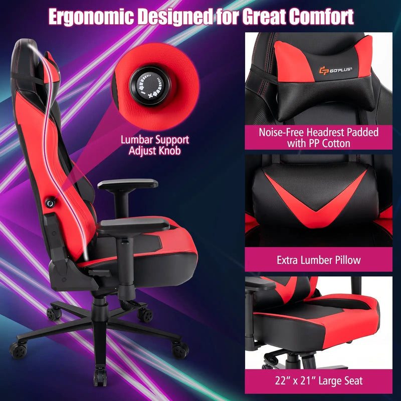 360¬∞ Swivel Computer Chair with Casters for Office Bedroom-Red by DirectDeals