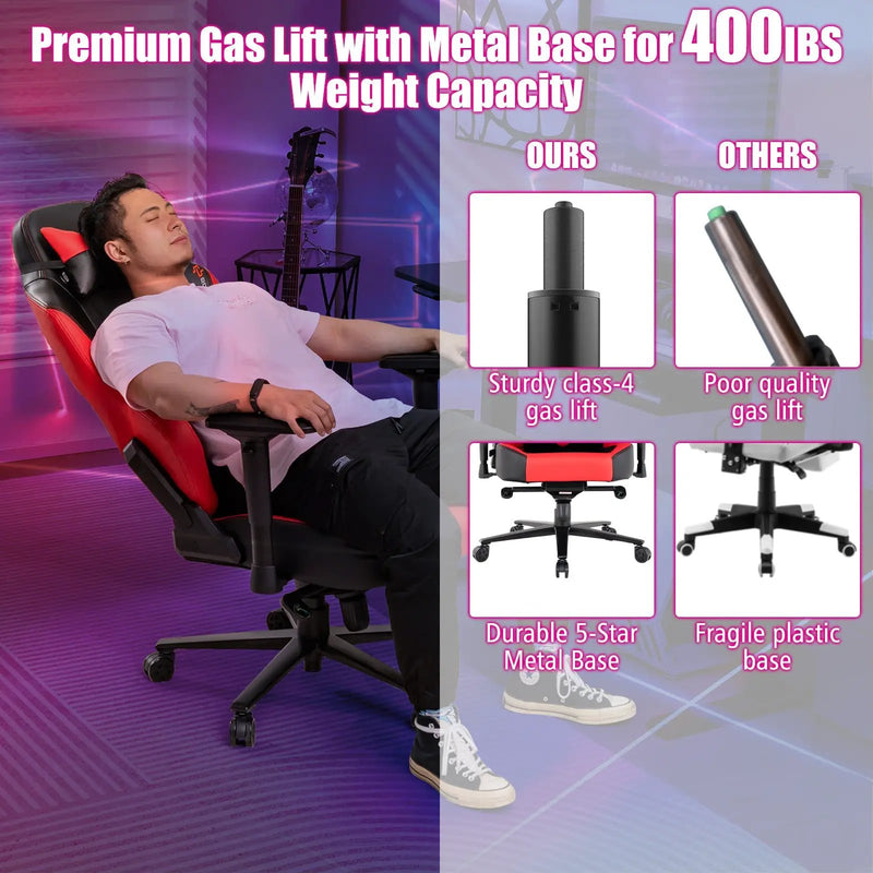 360¬∞ Swivel Computer Chair with Casters for Office Bedroom-Red by DirectDeals