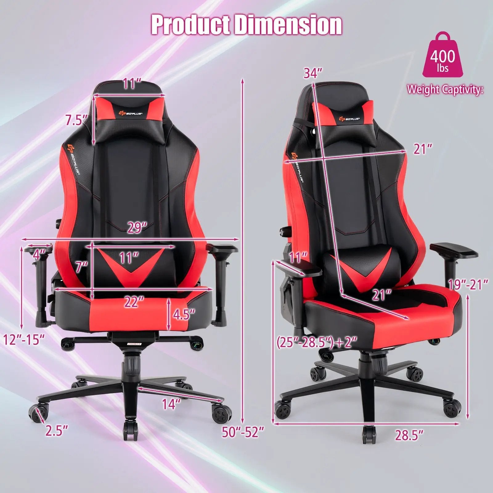 360¬∞ Swivel Computer Chair with Casters for Office Bedroom-Red by DirectDeals