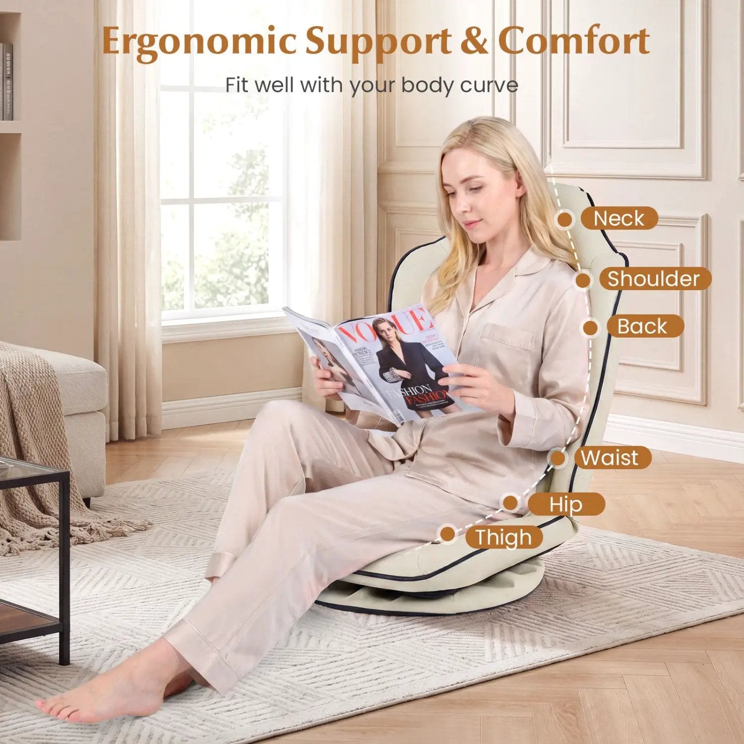 360° Swivel Floor Gaming Chair with Adjustable Backrest by DirectDeals