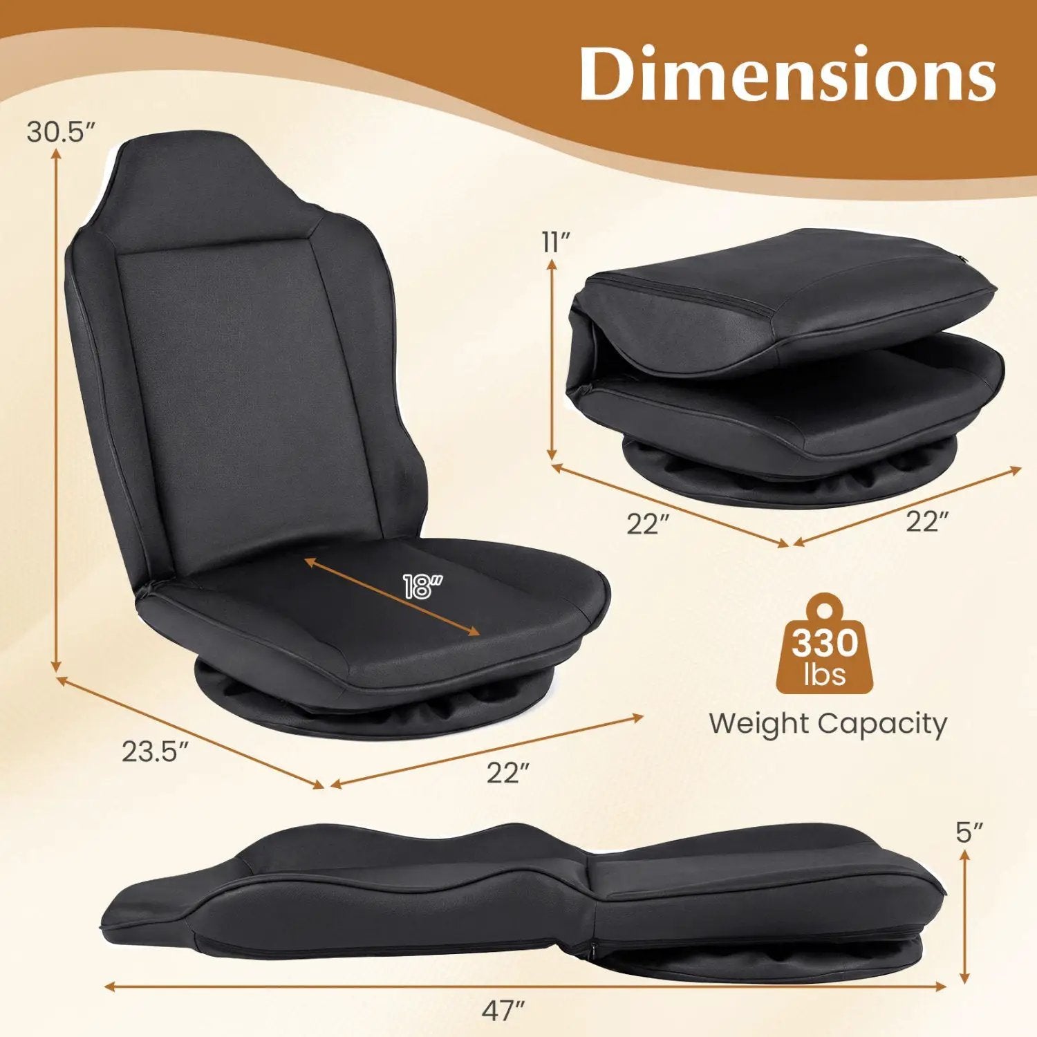 360° Swivel Floor Gaming Chair with Adjustable Backrest by DirectDeals