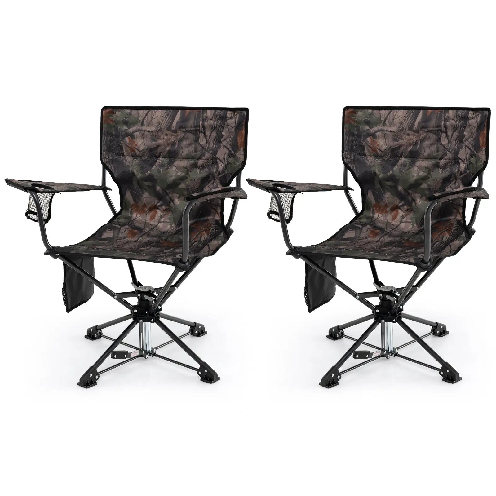 360¬∞ Swivel Hunting Chair Portable Foldable Hunting Chair Set of 2-Camo by DirectDeals