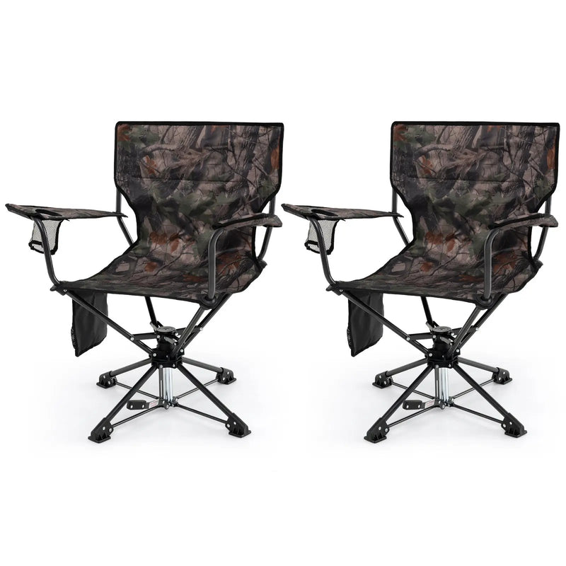 360¬∞ Swivel Hunting Chair Portable Foldable Hunting Chair Set of 2-Camo by DirectDeals