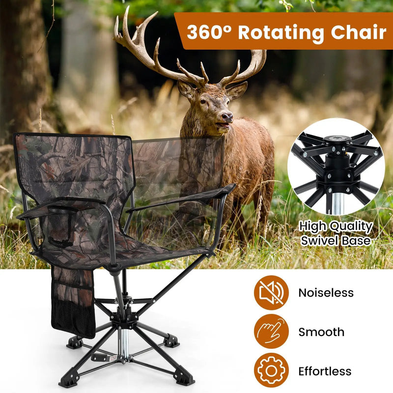 360¬∞ Swivel Hunting Chair Portable Foldable Hunting Chair Set of 2-Camo by DirectDeals