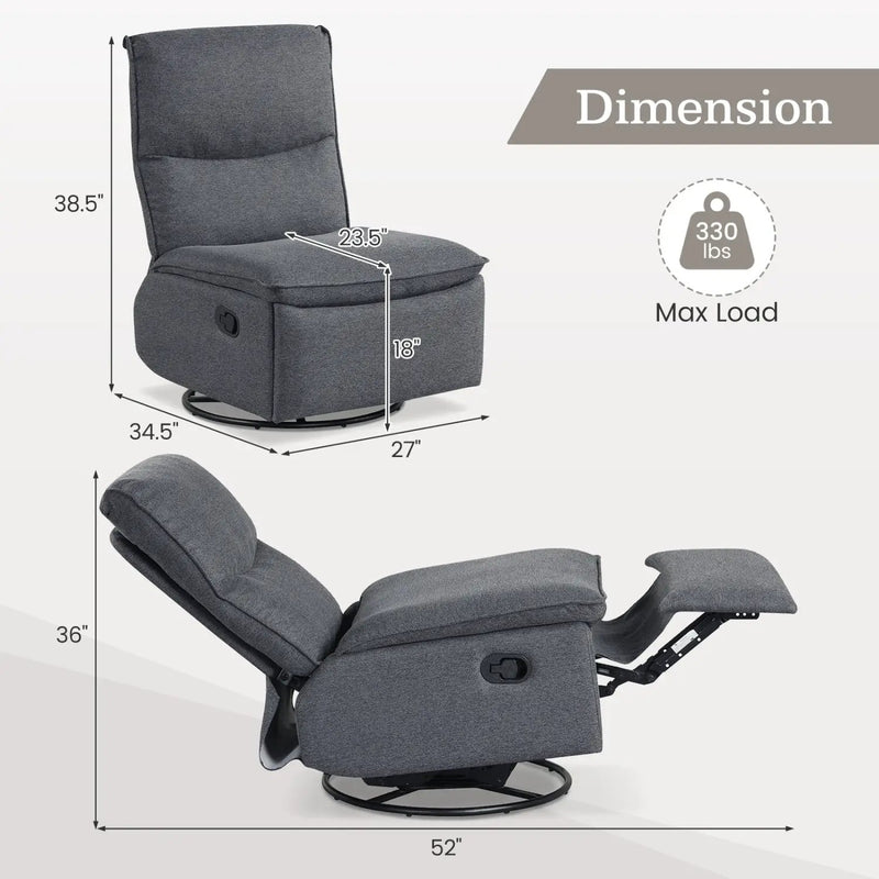 360° Swivel Rocking Chair with Cushioned Back for Living Room by DirectDeals