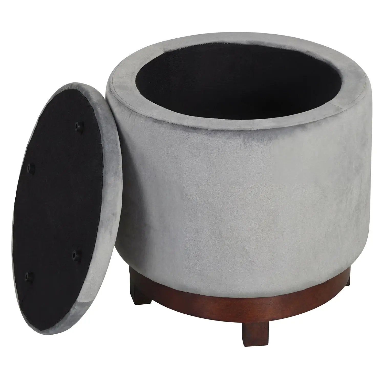 360° Swivel Velvet Foot Rest with Hidden Storage for Living Room by DirectDeals