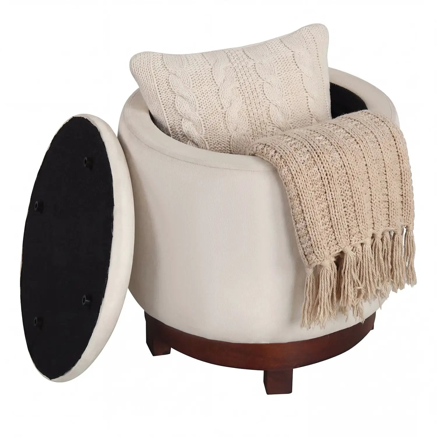 360° Swivel Velvet Foot Rest with Hidden Storage for Living Room by DirectDeals