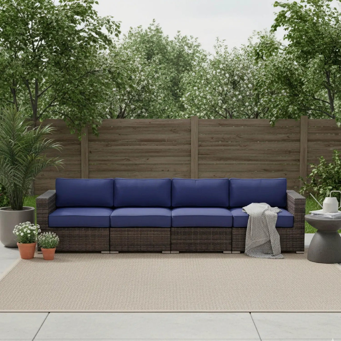 Luxurious Wicker Patio Sectional With Weather Resistant Sunbrella Cushions by Unique Piece Furniture