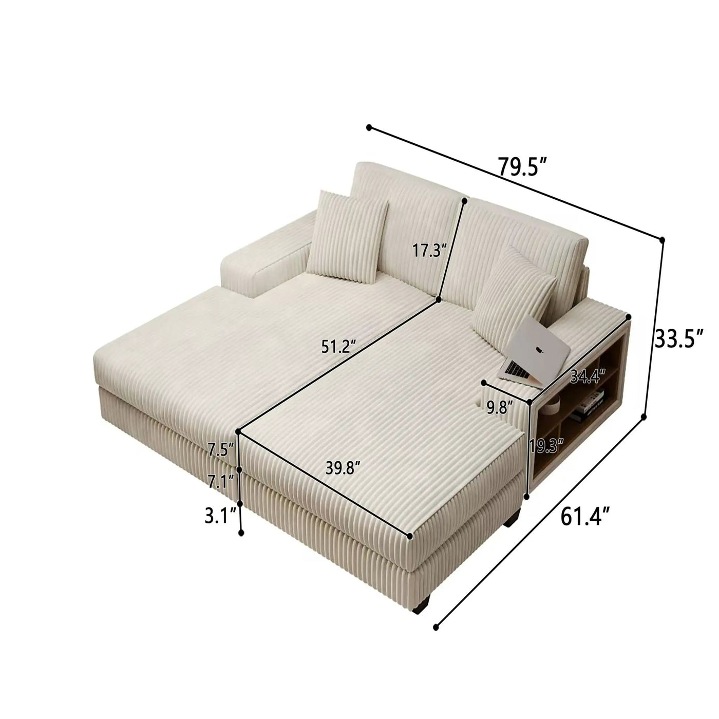 Convertible Sectional Sofa, Sleeper Oversized Living Room Lounge by Unique Piece Furniture