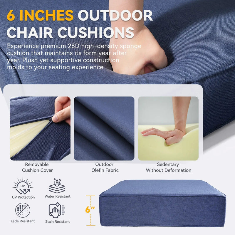 6-Inch Thicker Outdoor Chair Cushion Set - Waterproof by HouseOfZazla