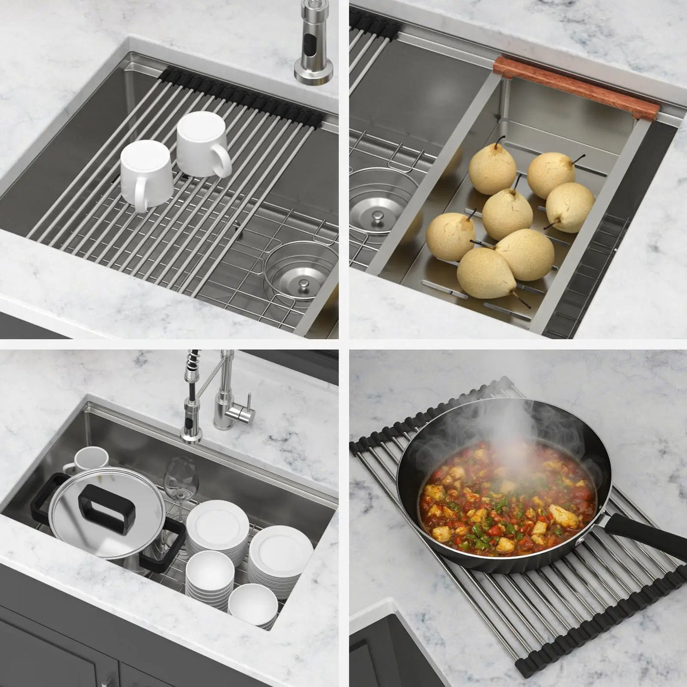 Undermount Workstation Kitchen Sink Stainless Steel Single Bowl by HouseOfZazla
