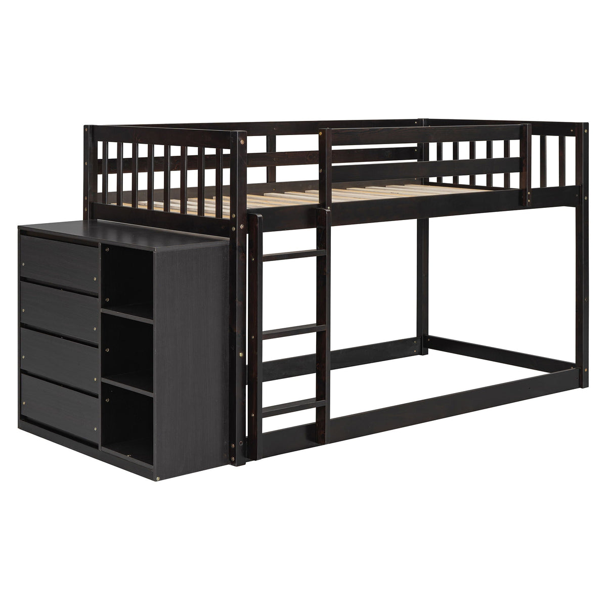 Bunk Bed With 4 Drawers and 3 Shelves - Solid Pine Wood, photo 4 of 24