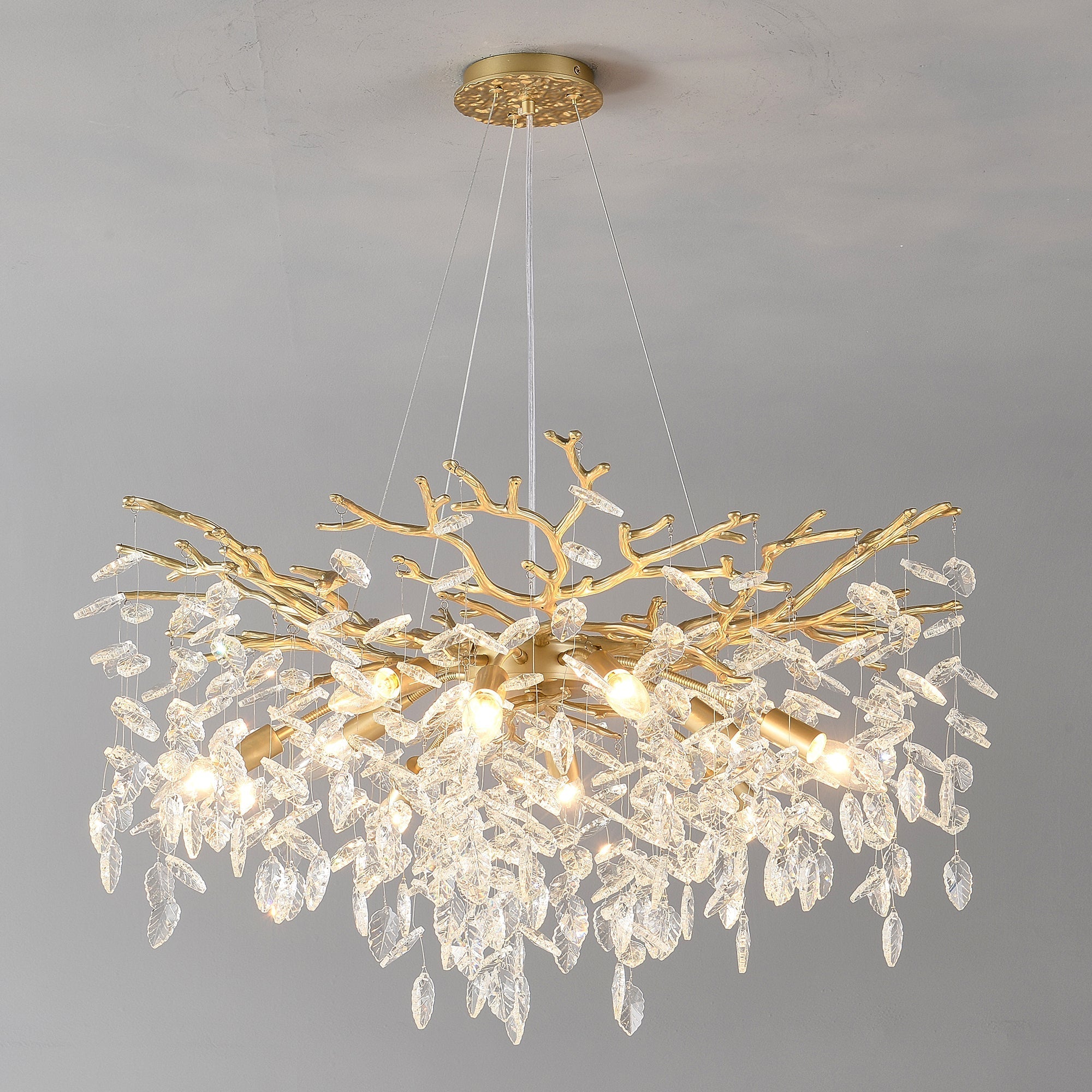 8-Light Crystal Gold Chandelier for Dining Room and Kitchen Island by HouseOfZazla