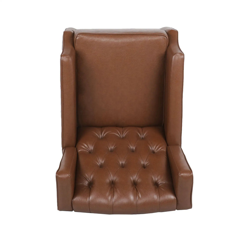 Moss Upholstered Rocking Recliner With Diamond Tufting And Wingback - Light Brown by HouseOfZazla