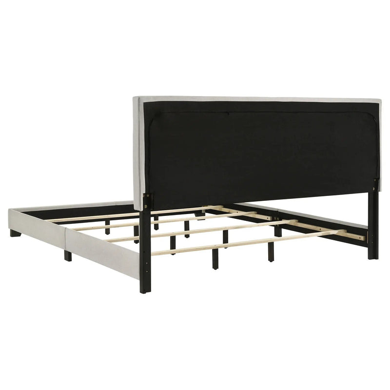 Dorian Fabric Upholstered Eastern King Panel Bed Cream by Unique Piece Furniture
