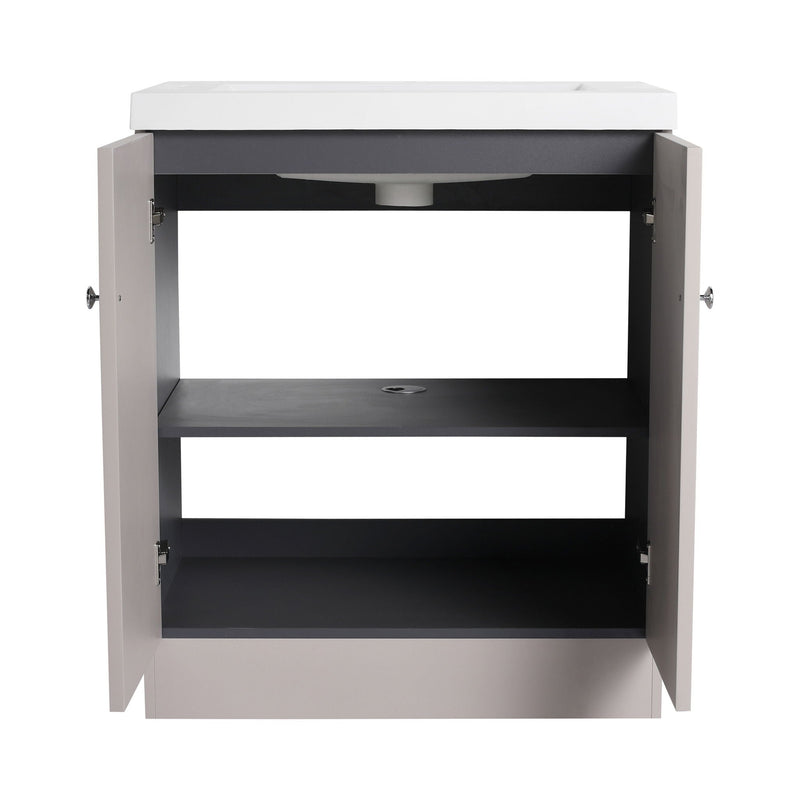 Contemporary Freestanding Bathroom Vanity With Resin Sink & Soft-Close Cabinet Doors by HouseOfZazla
