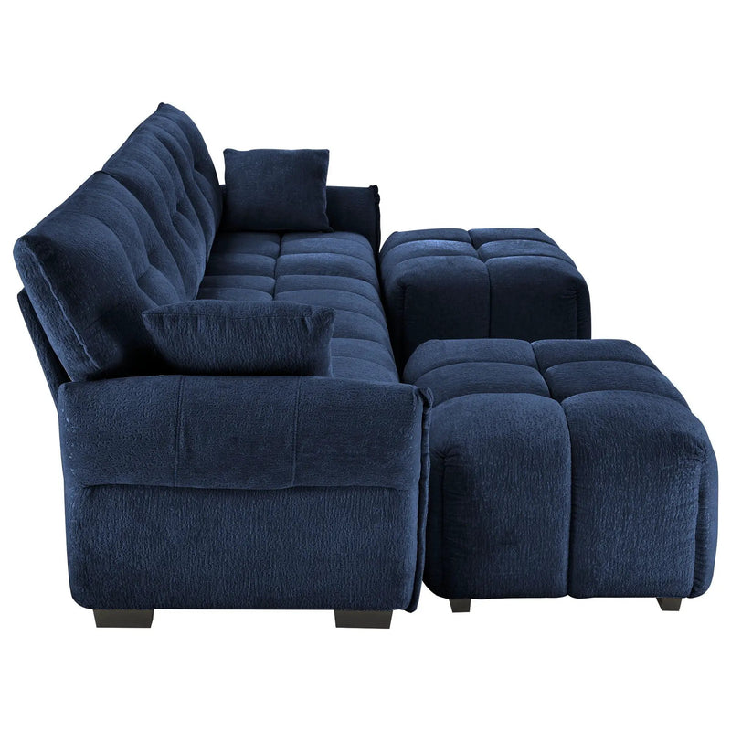 Sofa Set With Ottoman And Pillows, Textured, High Resilience Cushions by HouseOfZazla