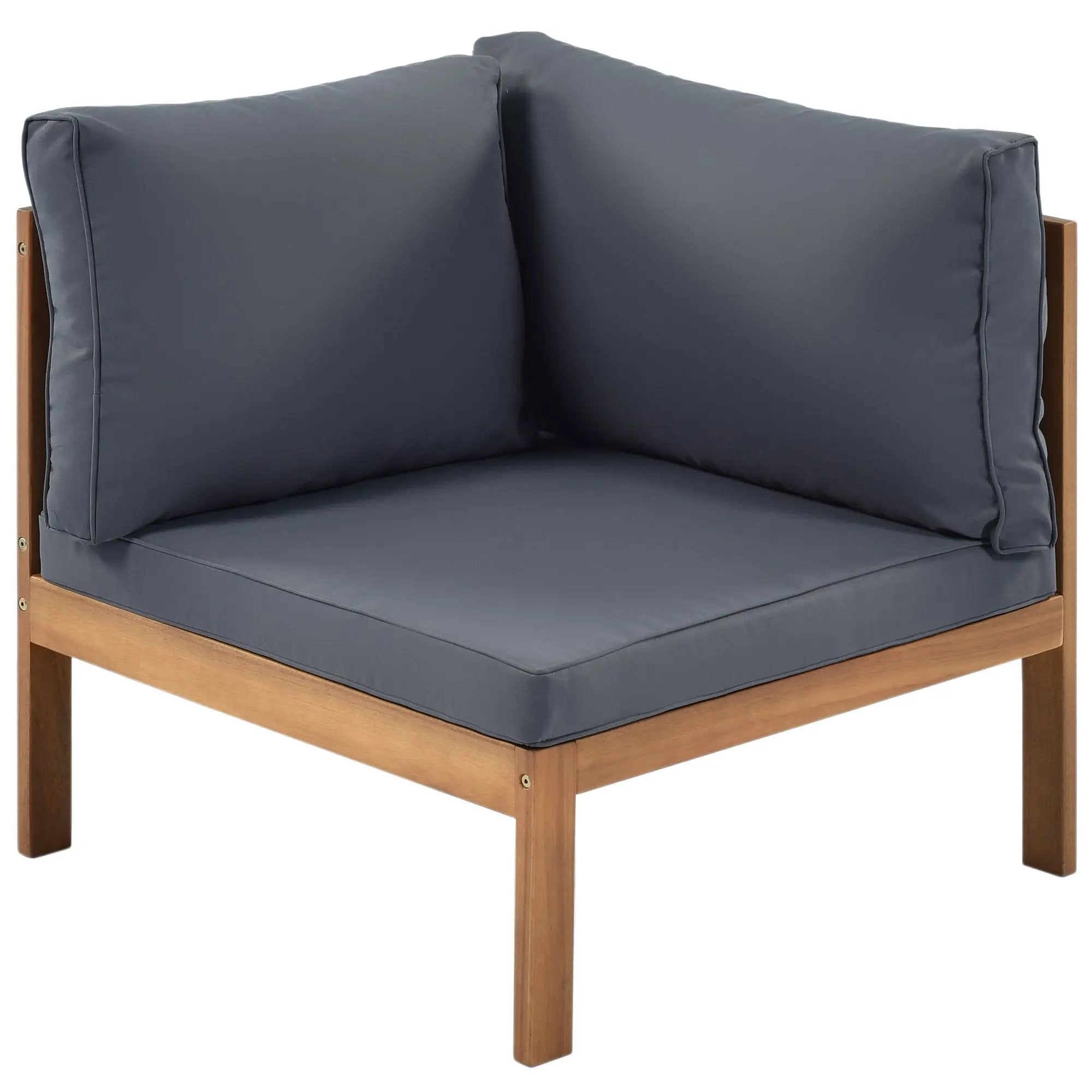 Wood Structure Outdoor Sofa Set with Gray Cushions by HouseOfZazla