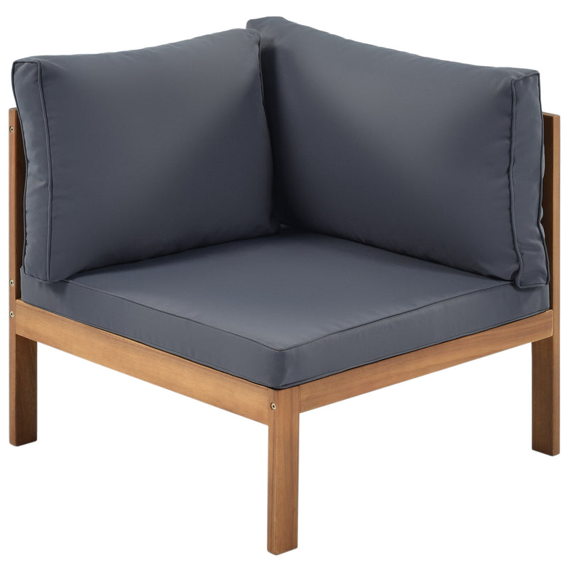 Wood Structure Outdoor Sofa Set with Gray Cushions by HouseOfZazla