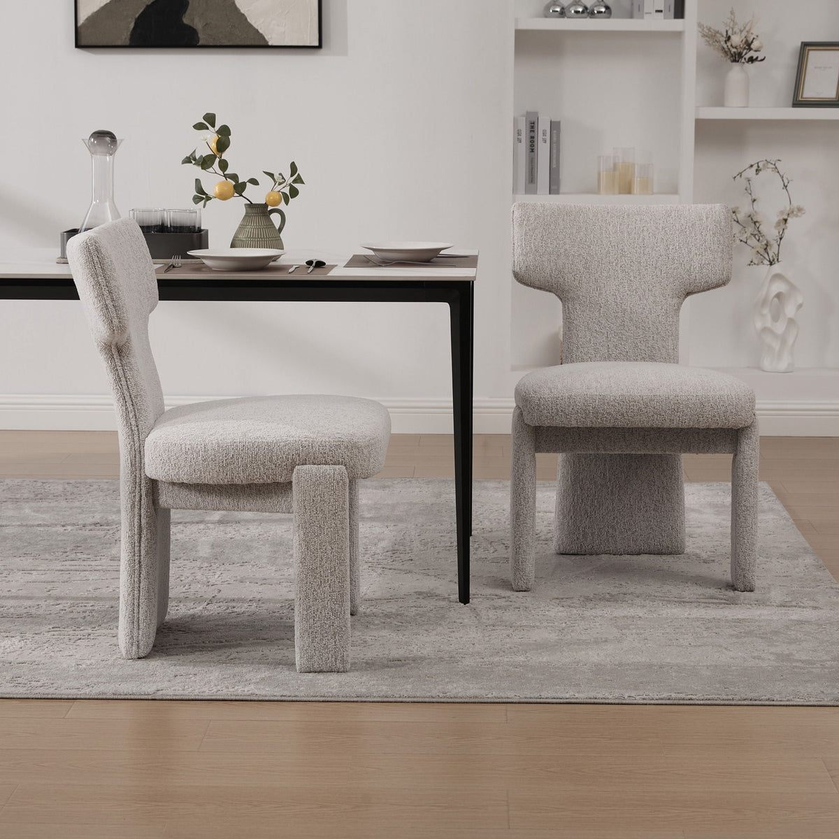 Armless Curved Back Accent Chairs with Modern Silhouette - White, Black, or Beige, photo 16 of 40