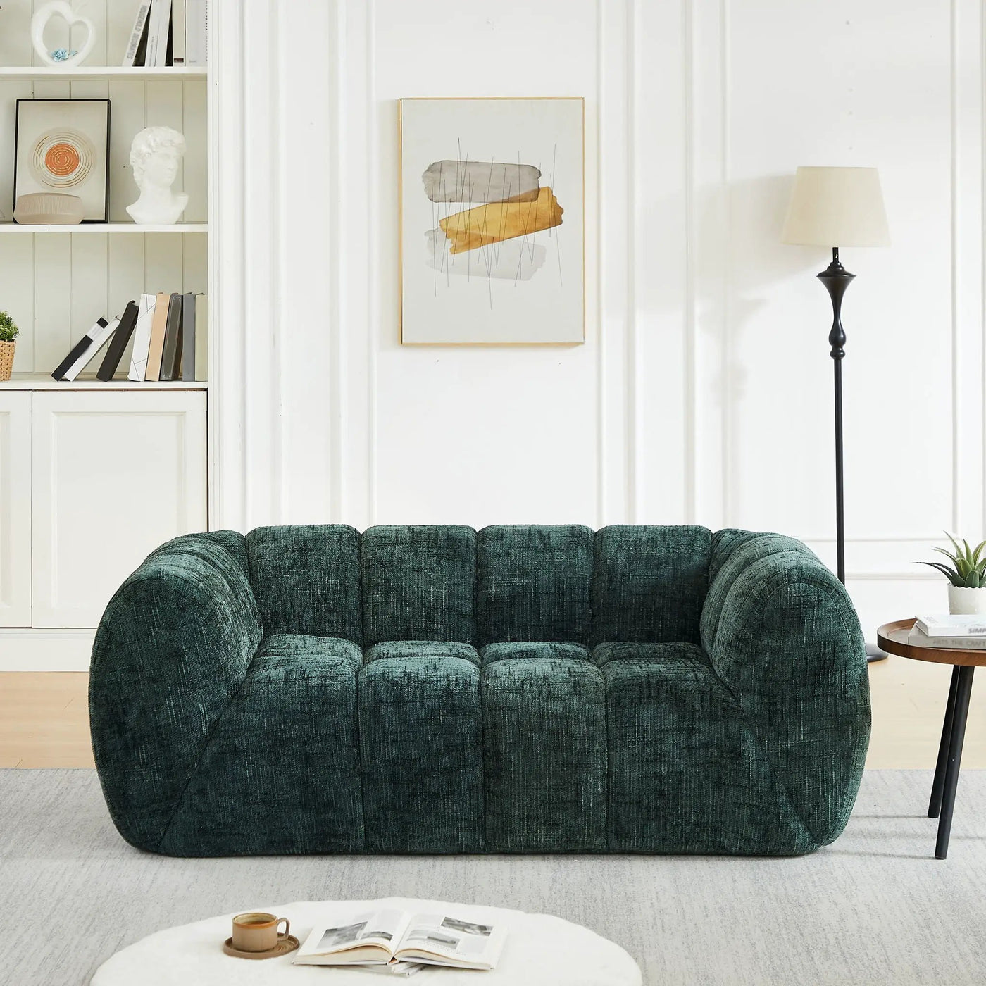 Quilted Cloud Sofa With Rounded Armrests And Piano Key Backrest Design by HouseOfZazla