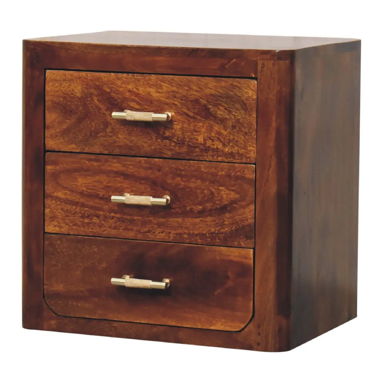 Luca Chestnut Nightstand With 3 Drawers by HouseOfZazla