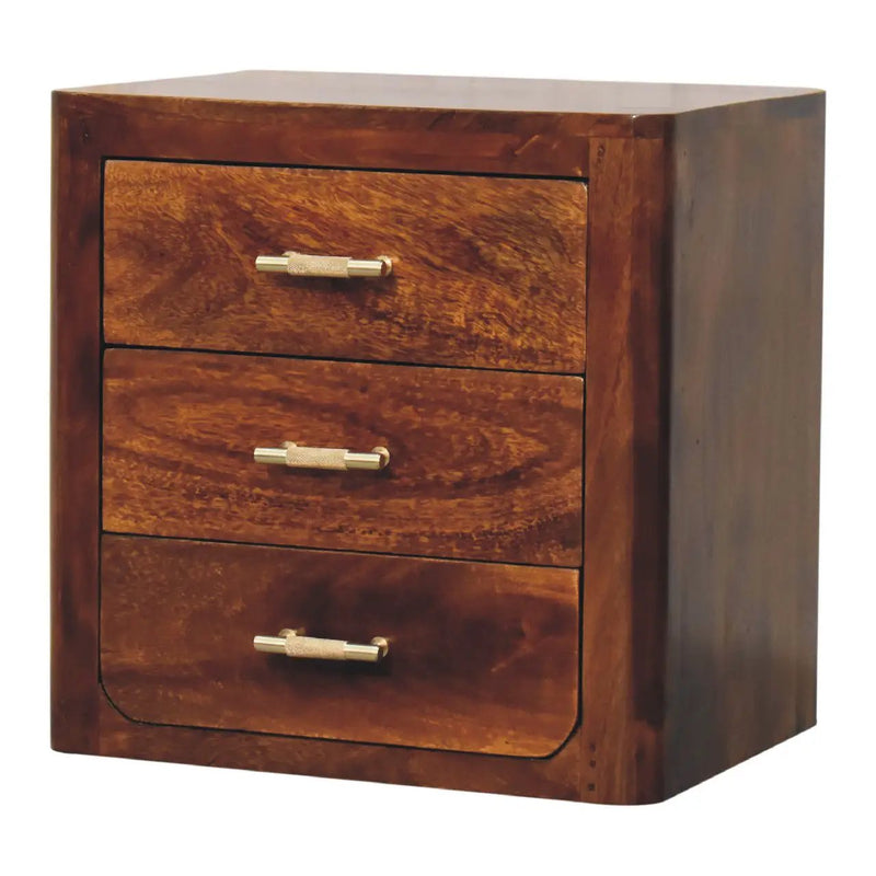 Luca Chestnut Nightstand With 3 Drawers by HouseOfZazla