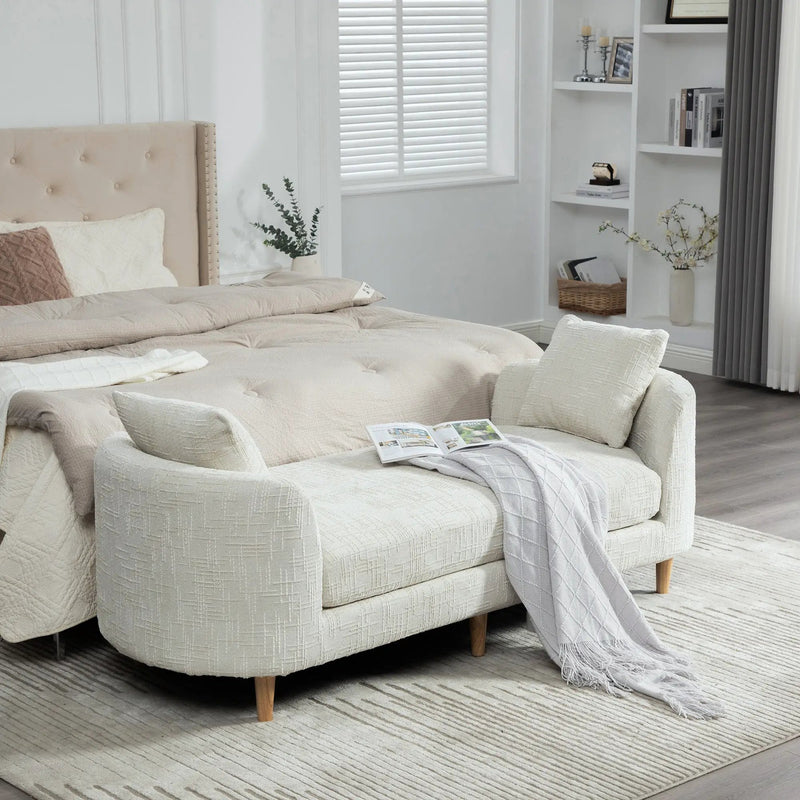 77.17" Wide Modern Upholstered End of Bed Bench by HouseOfZazla