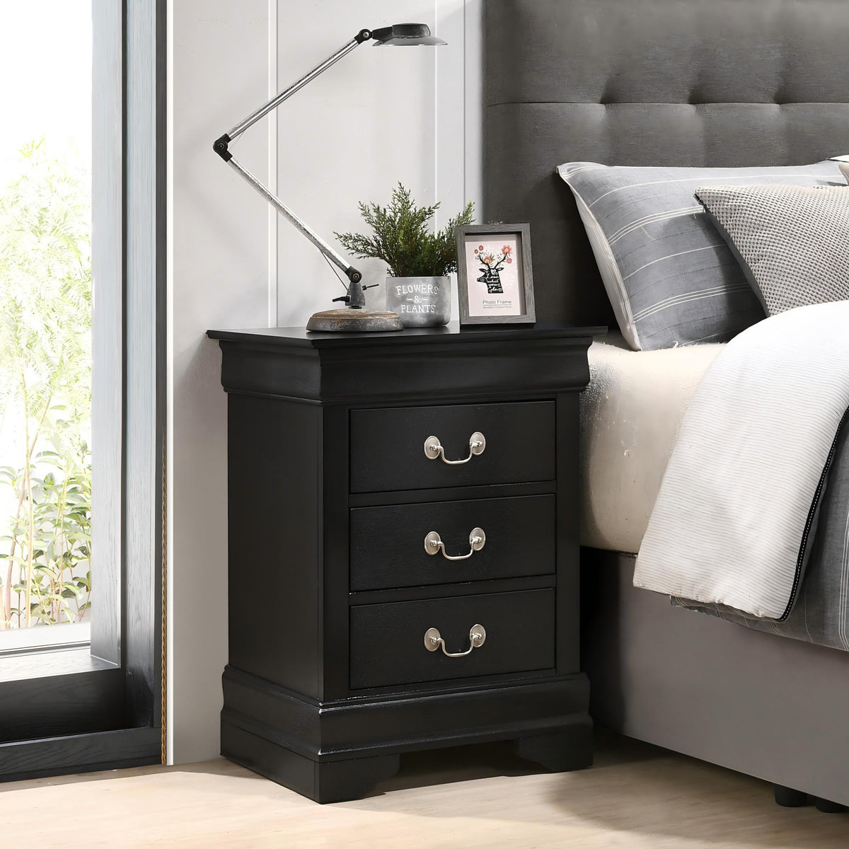 Louis Phillipe Wood Nightstand with Storage Drawers - Multiple Colors, photo 36 of 40
