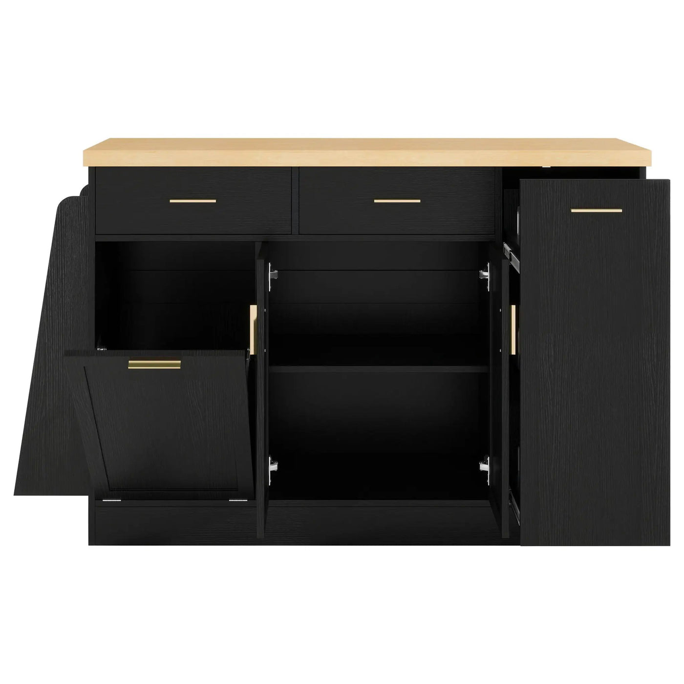 Kitchen Sideboard With Sliding Door Cabinet, 3 Tier Spice Rack by HouseOfZazla