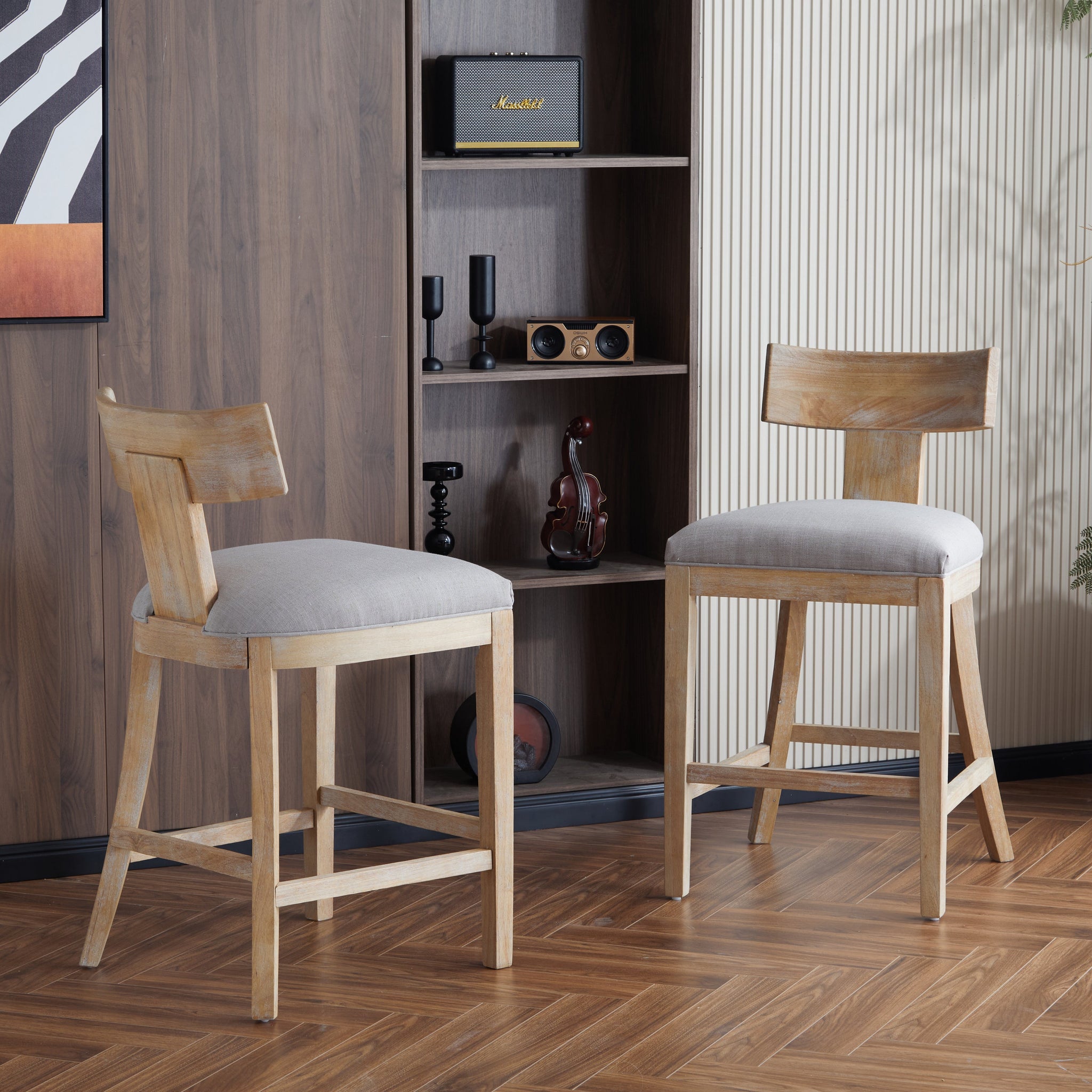 27" Counter Stools Set of 2, Upholstered Counter Height Bar Stools by HouseOfZazla