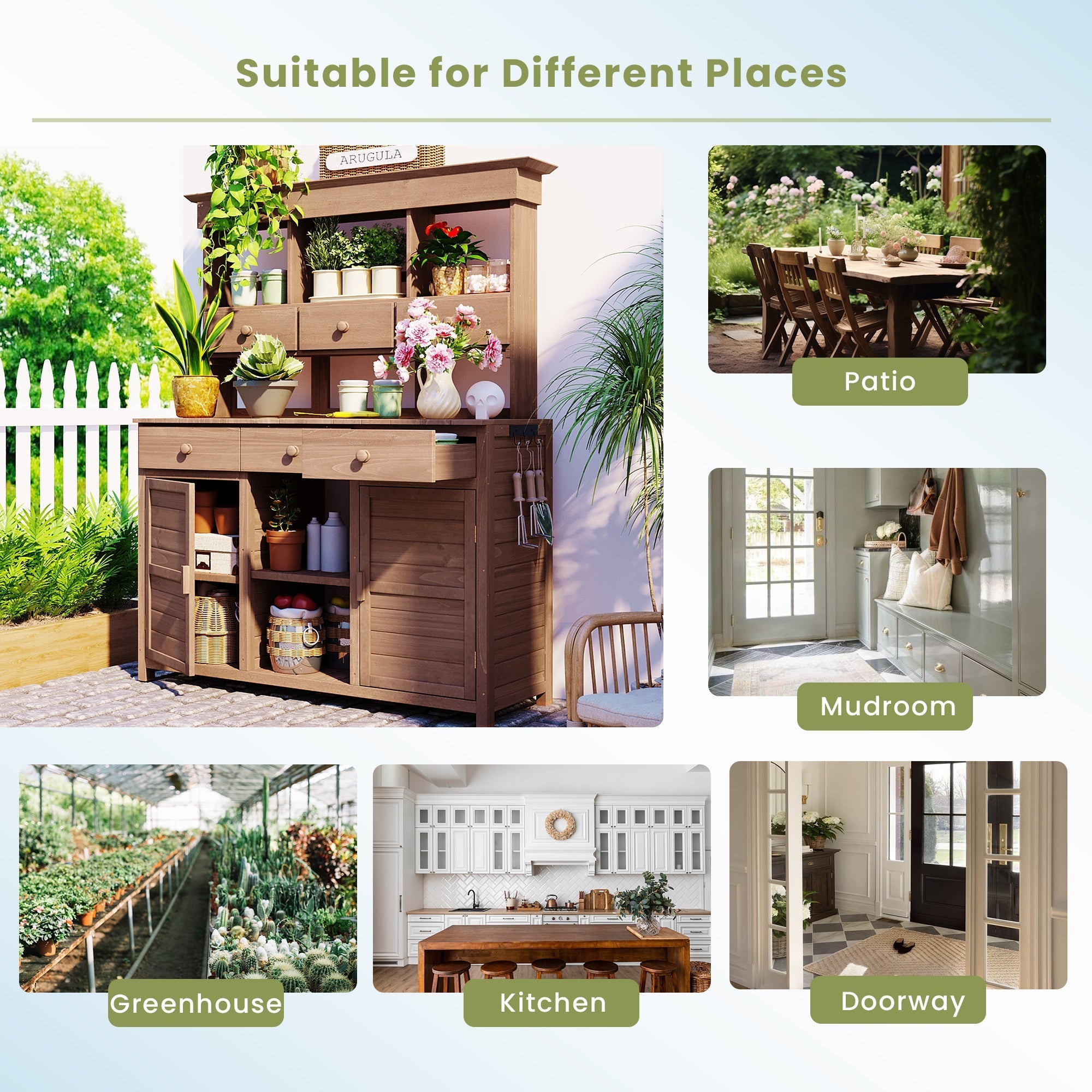 Topmax 65.7'' Tall Garden Potting Bench Table with Hutch by HouseOfZazla