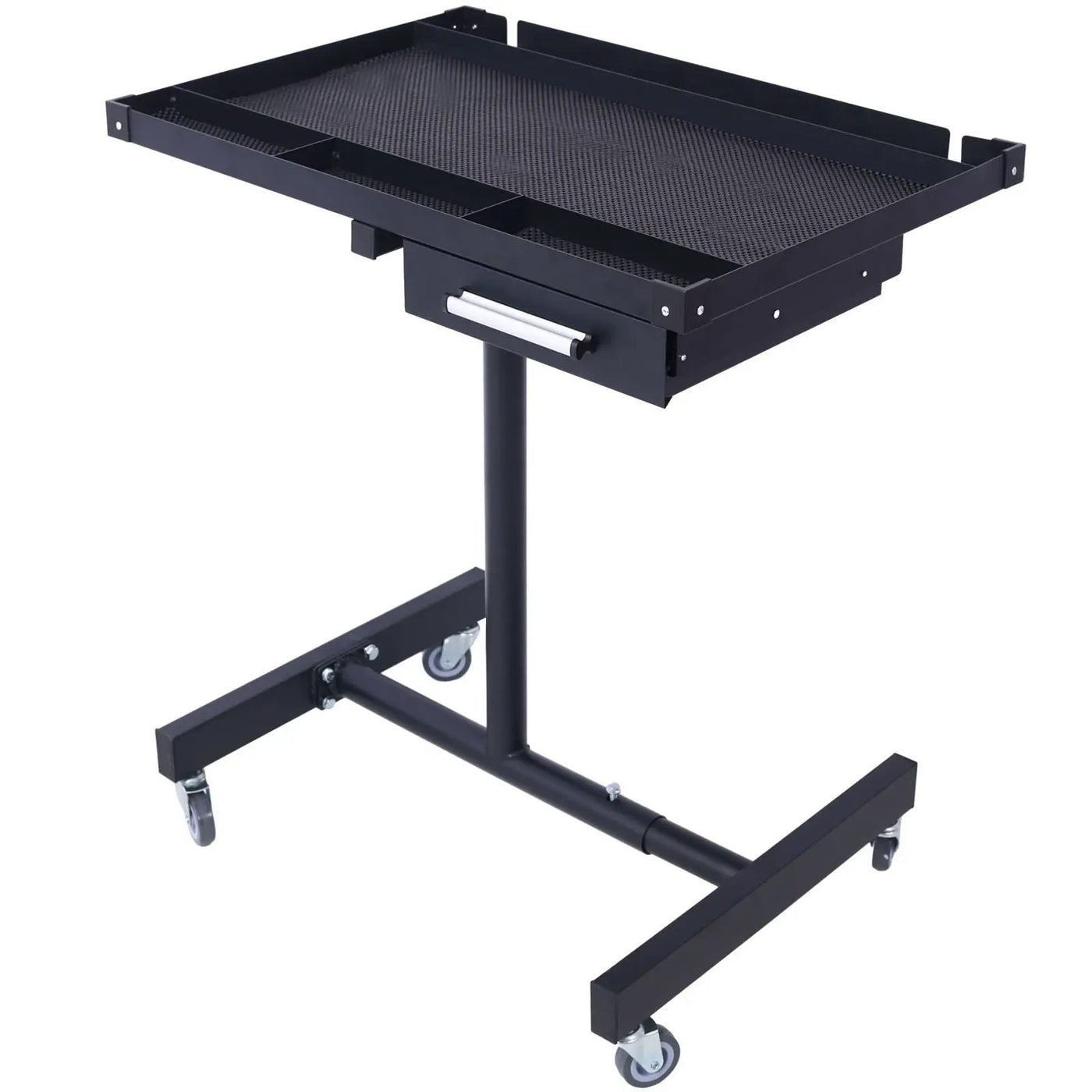 Adjustable Tear Down Work Table With Drawer For Garages, Repair Shops, And Diy, Portable, (4) 2.5" Swivel Casters, 220 Pound Capacity, Rubber Corners, Heavy Duty Steel by Unique Piece Furniture
