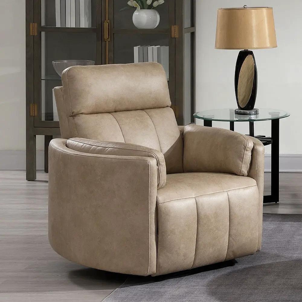 Elison - Motion Glider Recliner With Swivel - Dark Beige Polish Microfiber by Unique Piece Furniture