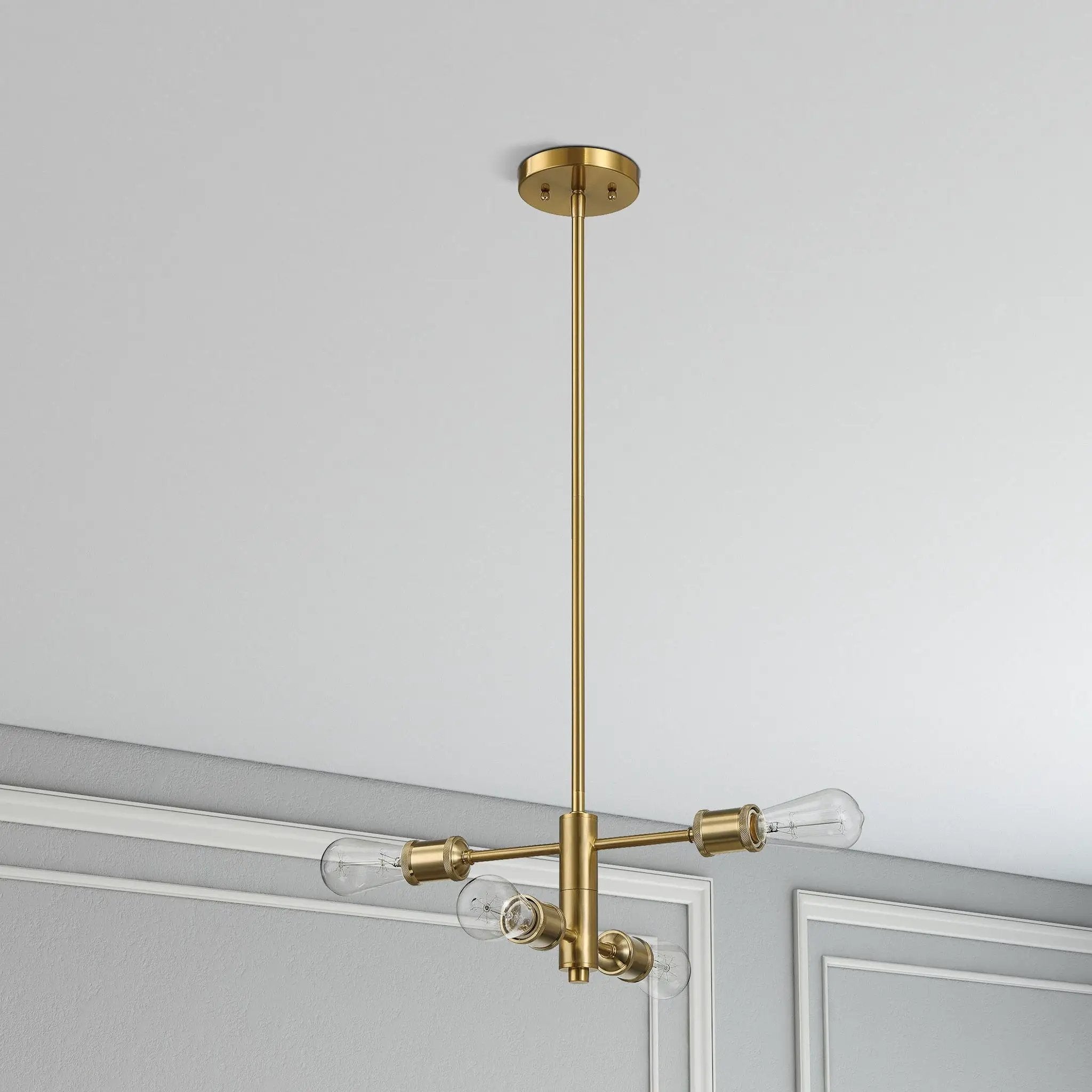 Trellis - 4 Lights Modern Gold Chandelier Vintage Pendant Fixture For Living Room - Clear / Gold by Unique Piece Furniture