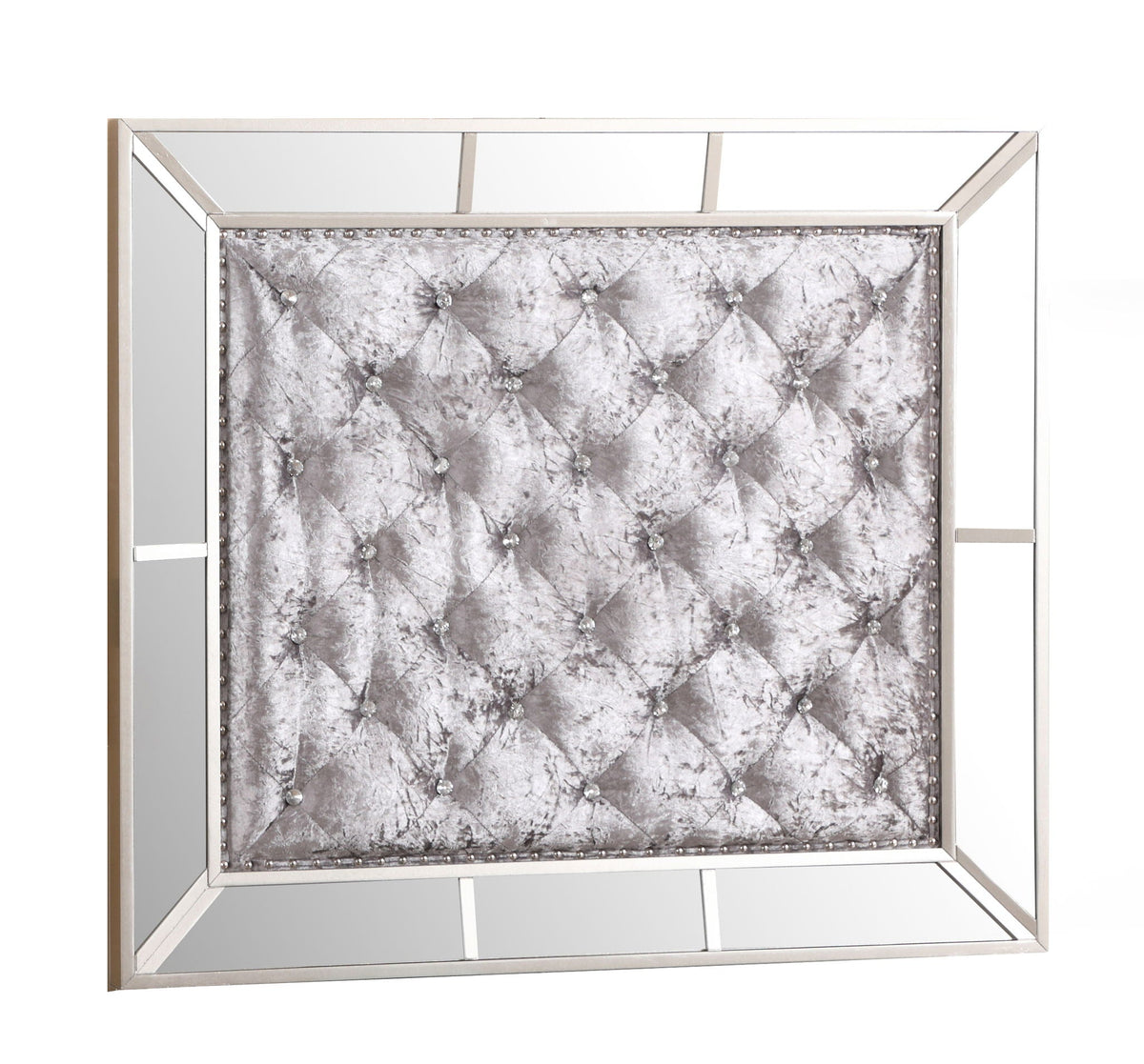 Contemporary Panel Bed with Mirrored Accents - Beige or Pearl Silver, photo 8 of 34