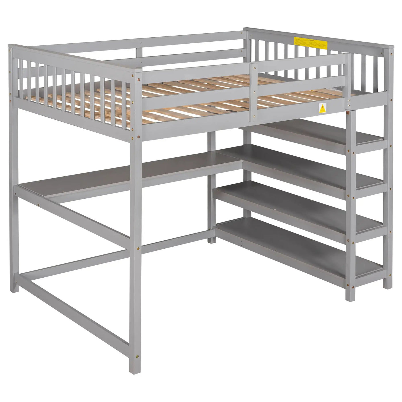 Loft Bed With Storage Shelves And Under Bed Desk by HouseOfZazla