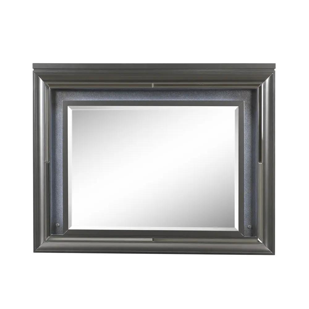 Sawyer Metallic Mirror With LED - Gray by HouseOfZazla