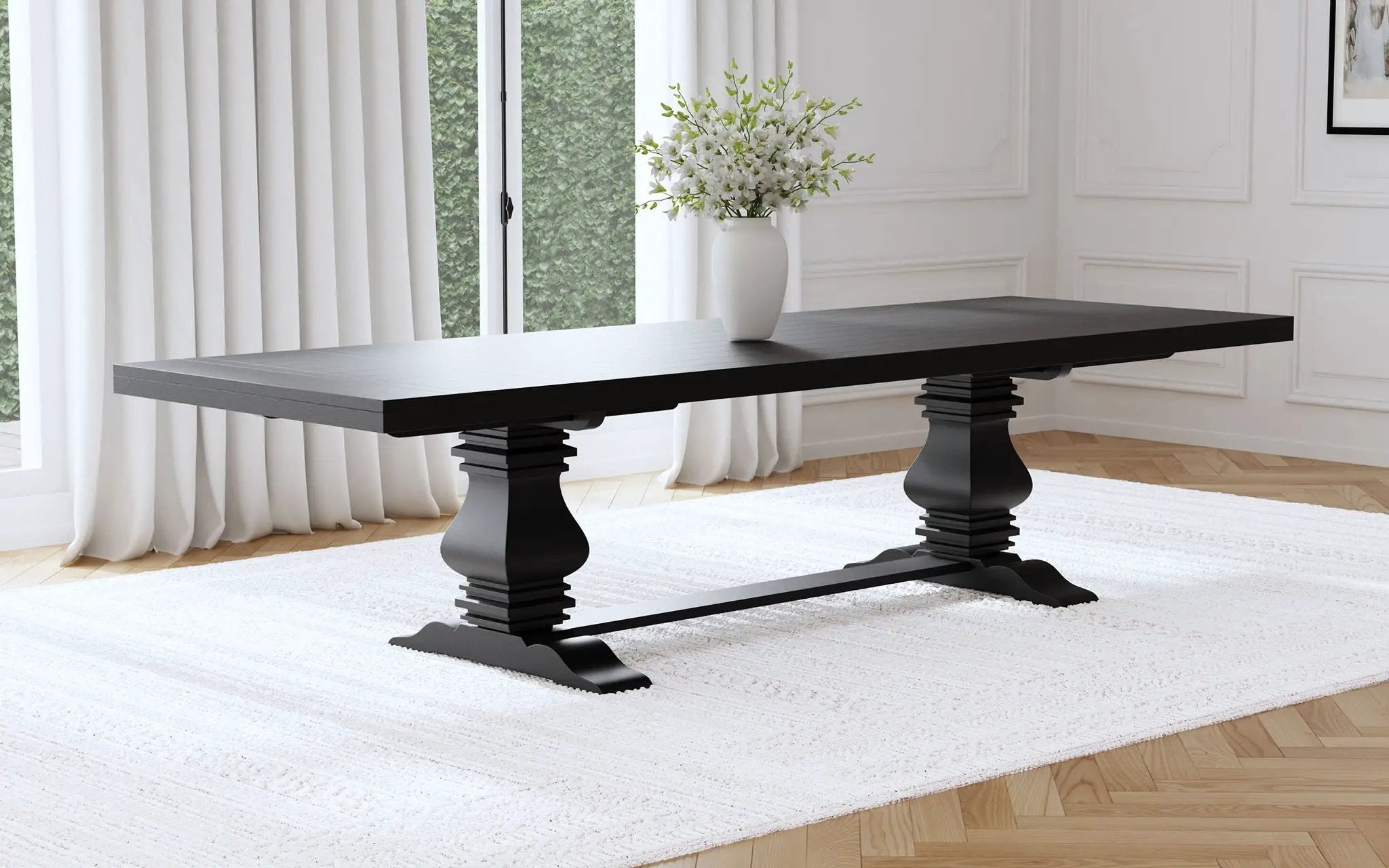 Florence 126-inch Extension Dining Table Distressed Black by Unique Piece Furniture