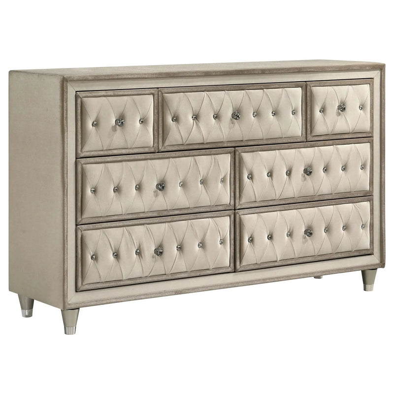 Antonella 7-drawer Upholstered Dresser Ivory and Camel by Unique Piece Furniture