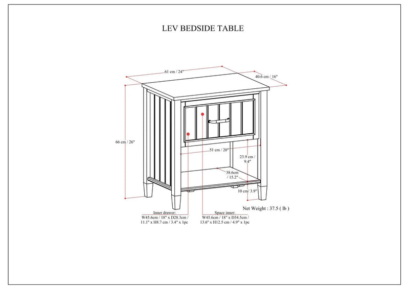 Lev - Bedside Table - Smoky Brown by HouseOfZazla