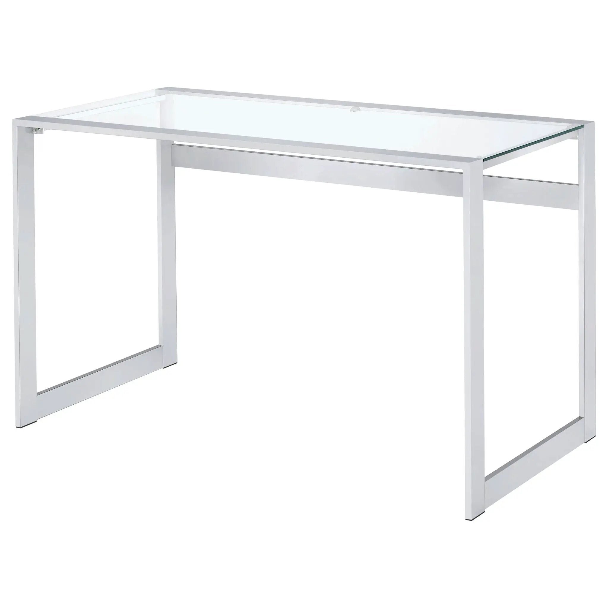 Hartford 47-inch Glass Top Writing Desk Chrome by Unique Piece Furniture