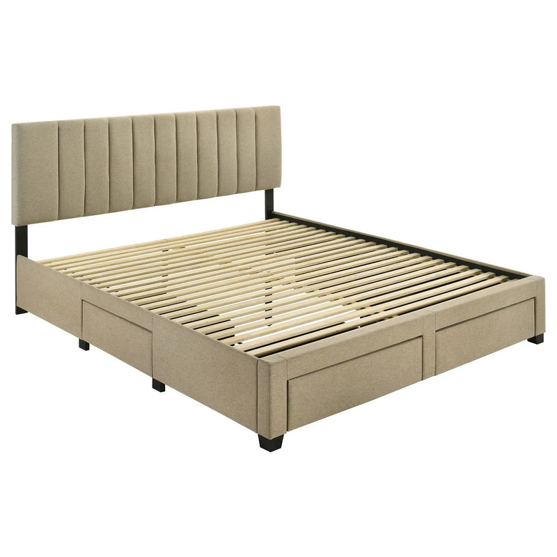 Wheatland 4-drawer Upholstered Eastern King Storage Bed Brown by Unique Piece Furniture