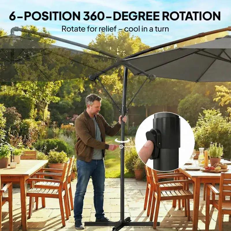 Large Garden Umbrella, Outdoor Hanging Cantilever Umbrella by HouseOfZazla