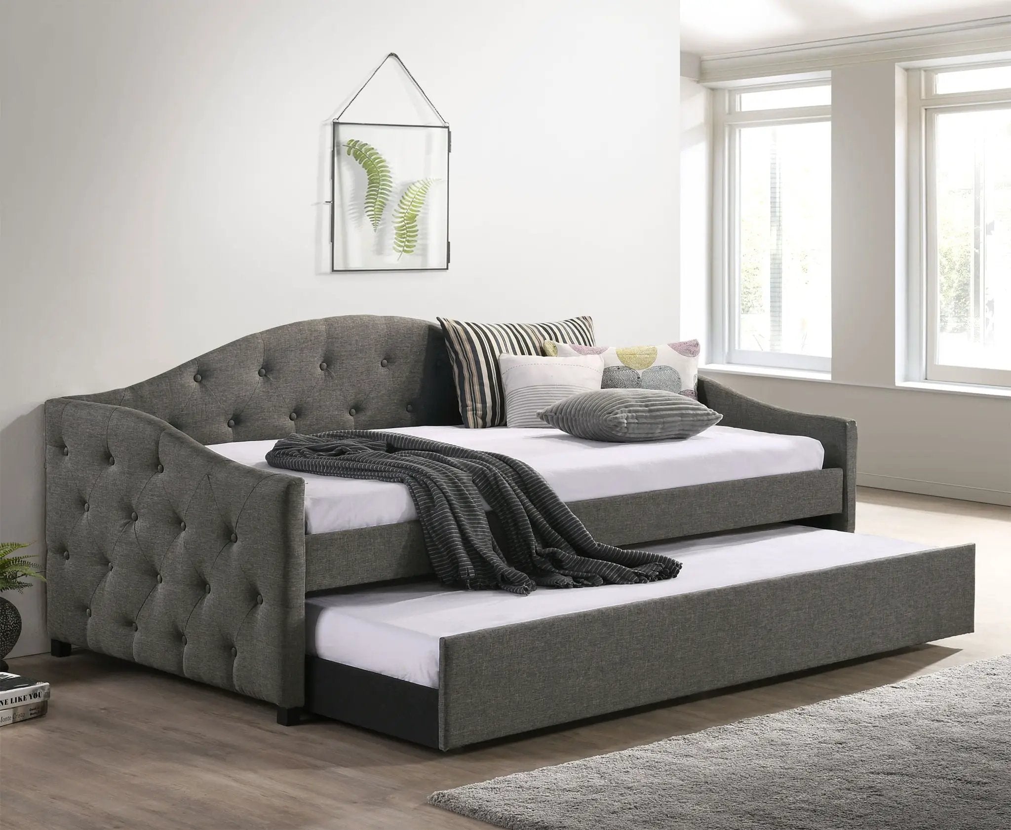 Sadie Upholstered Twin Daybed with Trundle Grey by Unique Piece Furniture