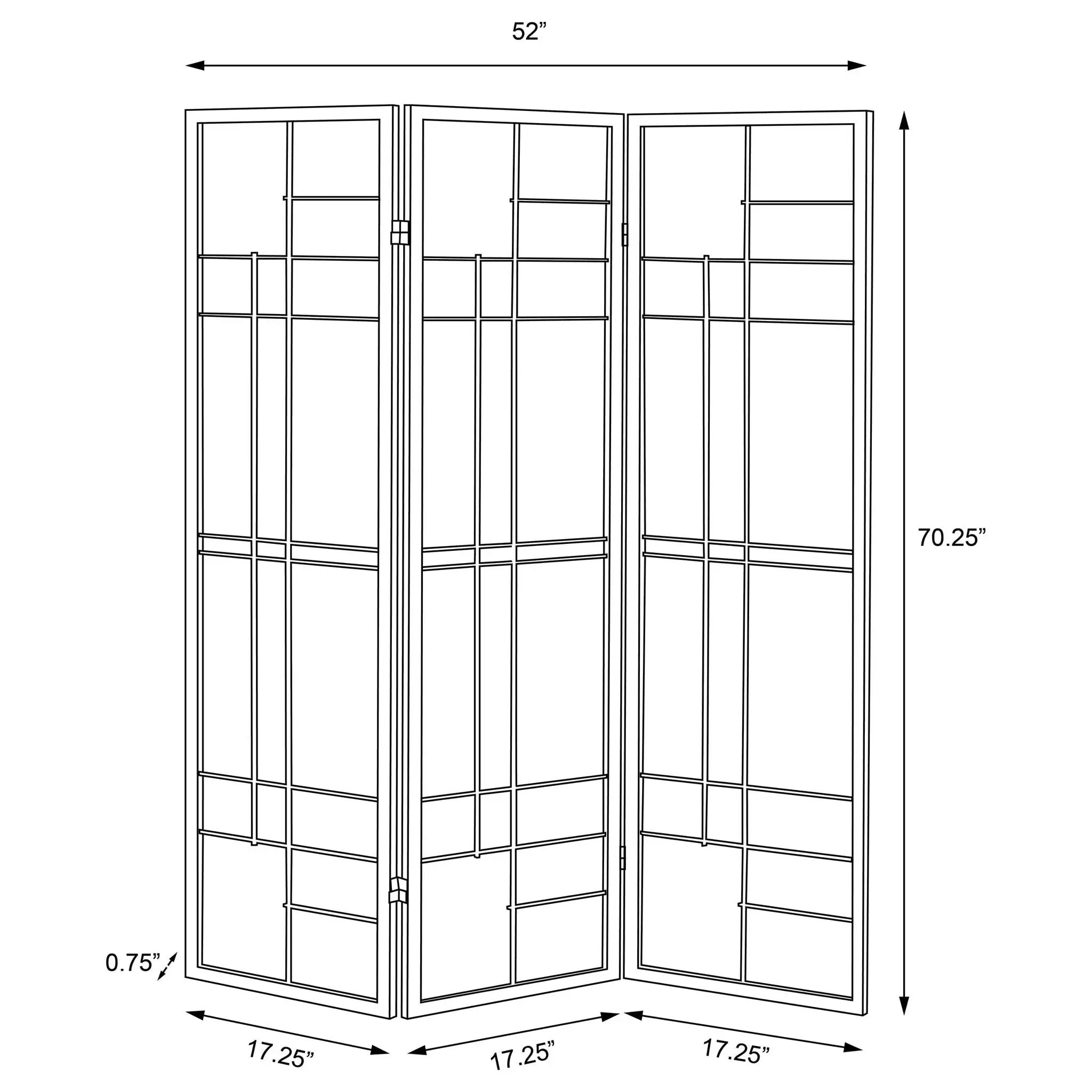 Katerina 3-Panel Room Divider Folding Shoji Screen Cherry by Unique Piece Furniture