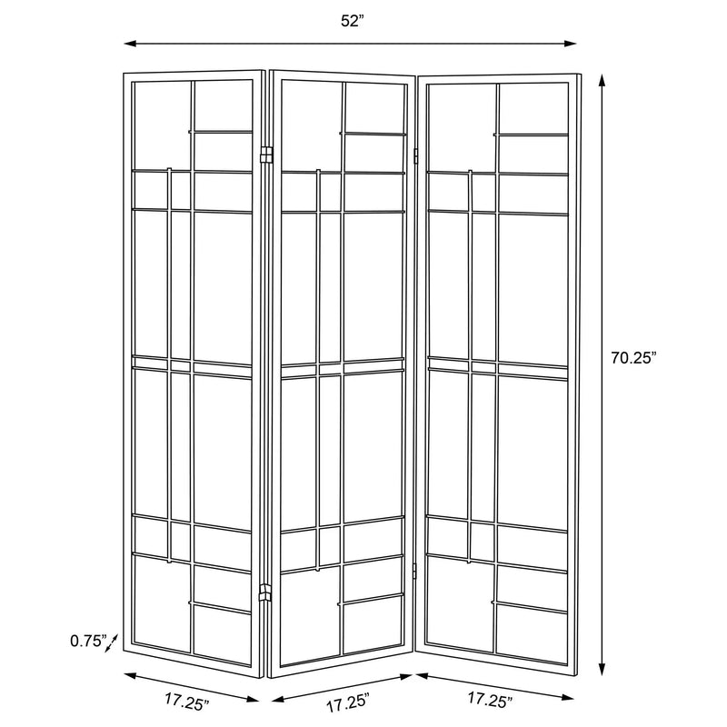 Katerina 3-Panel Room Divider Folding Shoji Screen Cherry by Unique Piece Furniture