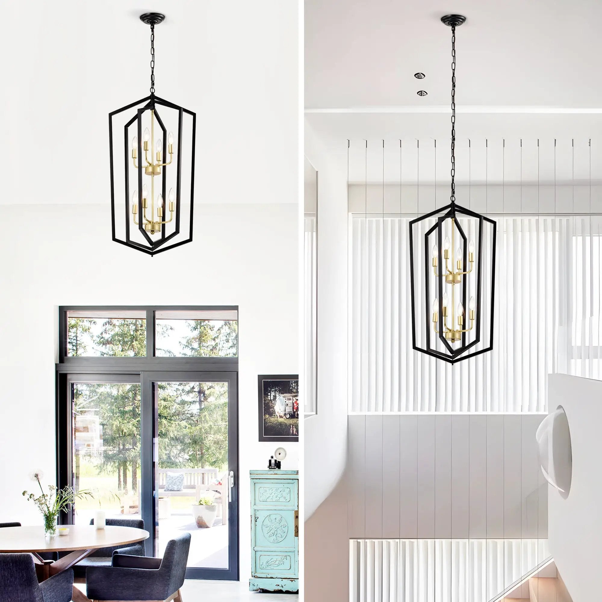 8-Light Lantern Tired Farmhouse Ceiling Hanging Light by HouseOfZazla
