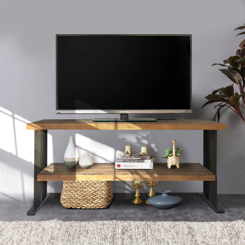 Media Console Table With One Shelf To Your Home Decor - Natural / Black by Unique Piece Furniture