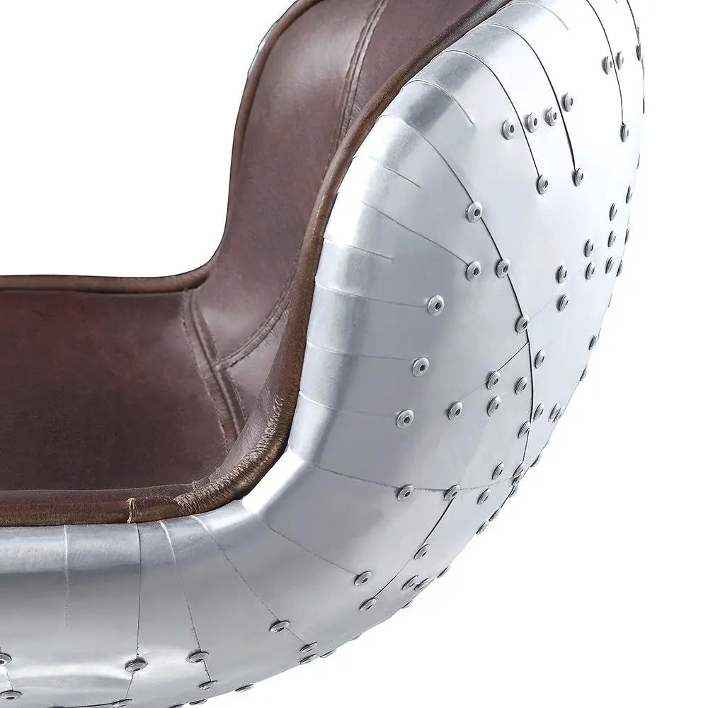 Brancaster - Adjustable Stool With Swivel - Vintage Brown Top Grain Leather & Aluminum by Unique Piece Furniture